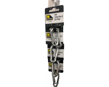 Clip Strip of 6mm Zinc Plated Carbine Hooks (2pc)